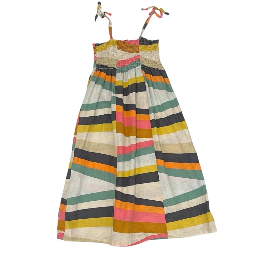 Tea Collection 100% Linen Bright Colorful Abstract Casual Summer Dress Girl's 6
